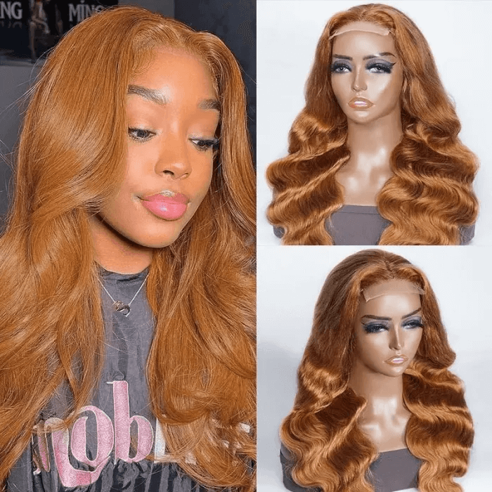 Incolorwig 22 Inch Rich Brown Body Wave Lace Part Wig 150% Density