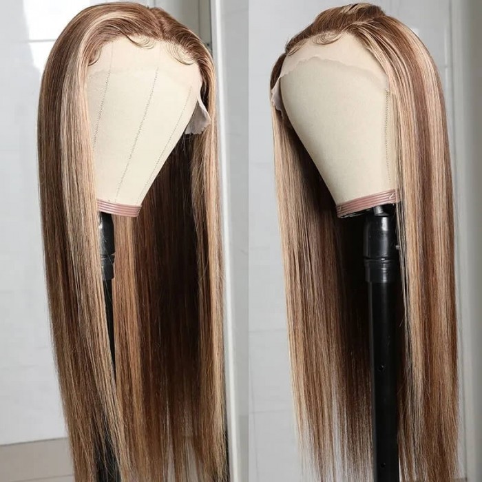 Incolorwig #TL412 Highlight Wig Straight Human Hair Wigs Three Part Wig Best 13*4 Lace Frontal Wigs For Sale