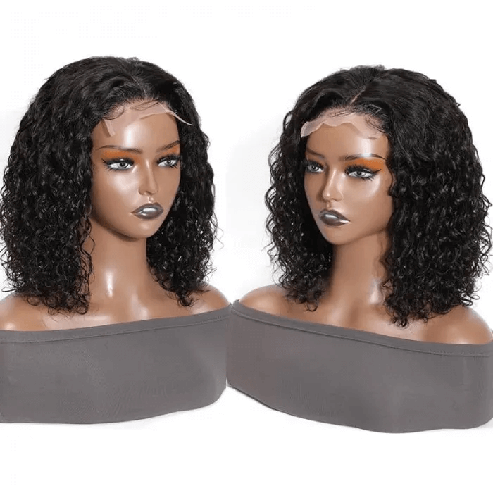 Incolorwig Pixie Cut Short Bob Wigs Water Wave 4x4 Lace Closure Wigs