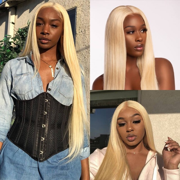 Incolorwig 613 Blonde Wig Straight Human Hair 150% Density Pre Plucked 13x6 Deep Part Blonde Lace Front Wigs