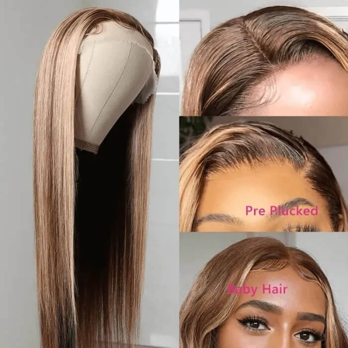 Incolorwig #TL412 Highlight Wig Straight Human Hair Wigs Three Part Wig Best 13*4 Lace Frontal Wigs For Sale