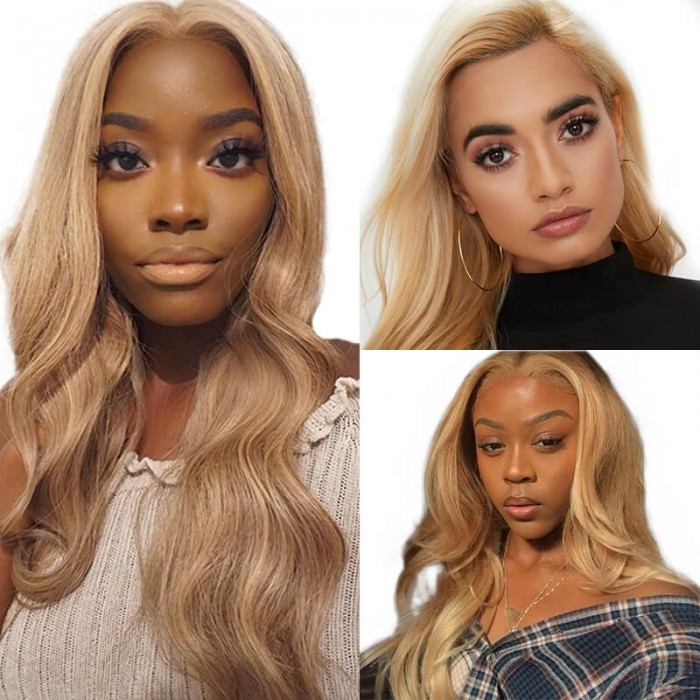 Incolorwig Brazilian Human Hair Weave #27 Honey Blonde Body Wave 4 Bundles Deal