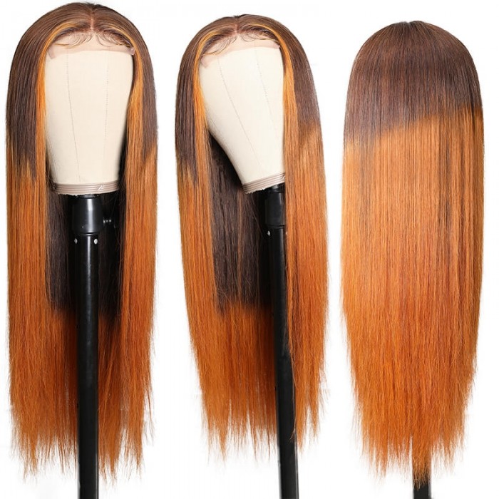 Incolorwig LT4/30# Color Wigs 150% Density Straight Wigs 4*0.75 Hairline Lace Part Wig
