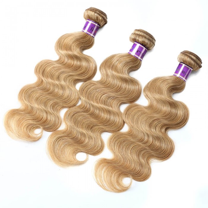 Incolorwig Brazilian New Arrival #27 Honey Blonde Body Wave Human Hair 3 Bundles Deals