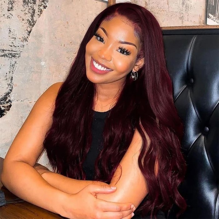 Incolorwig 3 Bundles Hair Weave #99J Body Wave Peruvian Human Hair