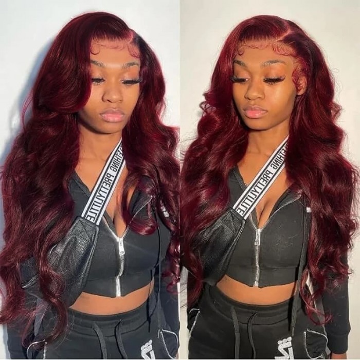 Incolorwig 3 Bundles Hair Weave #99J Body Wave Peruvian Human Hair