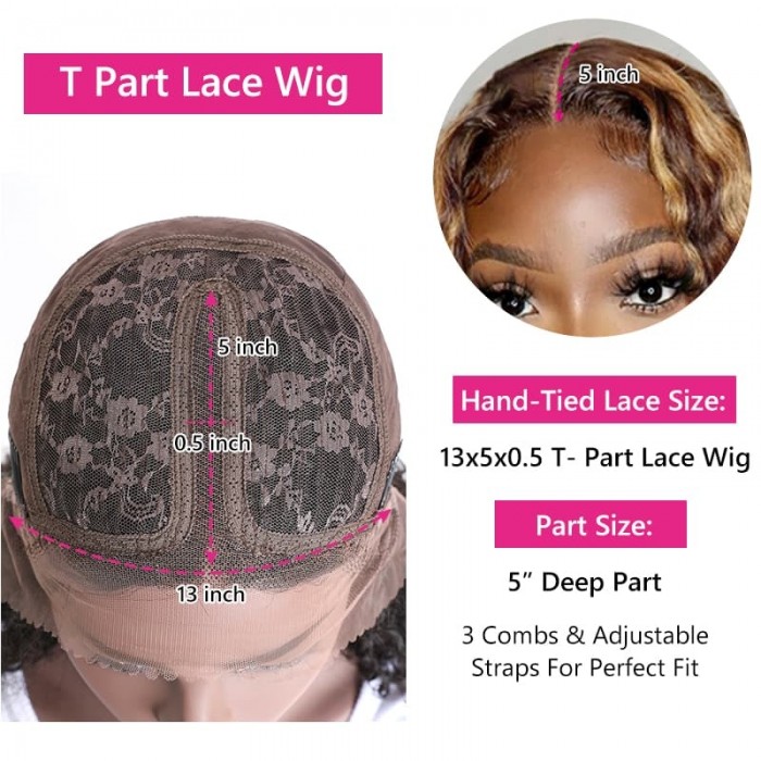 Incolorwig #TL412 Highlight Jerry Curly Hair 13x5x0.5 T Part Wigs Honey Blonde 13*4 Lace Frontal Wigs With Baby Hair