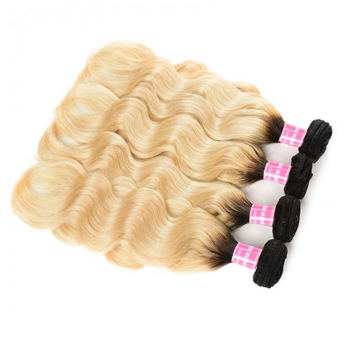 Incolorwig Quality Peruvian Human Hair #T1B613 Ombre Blonde Body Wave 4 Bundles Deals 