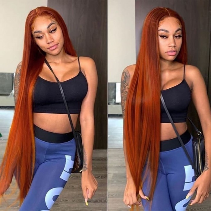Incolorwig High Quality Ginger Color Peruvian Hair 3 Bundles #350 Ginger Straight Human Hair Weave