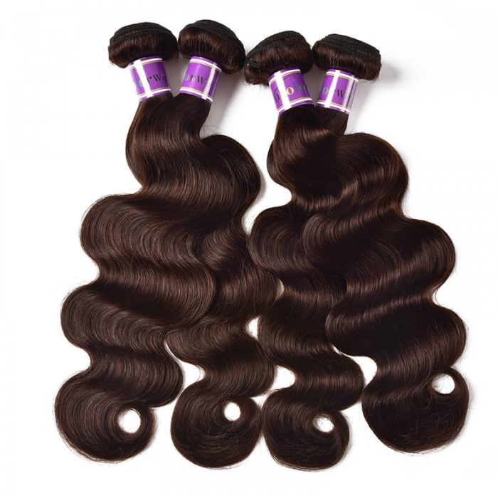 Incolorwig Virgin #2 Dark Brown Brazilian Body Wave 4 Bundles Human Hair Weave