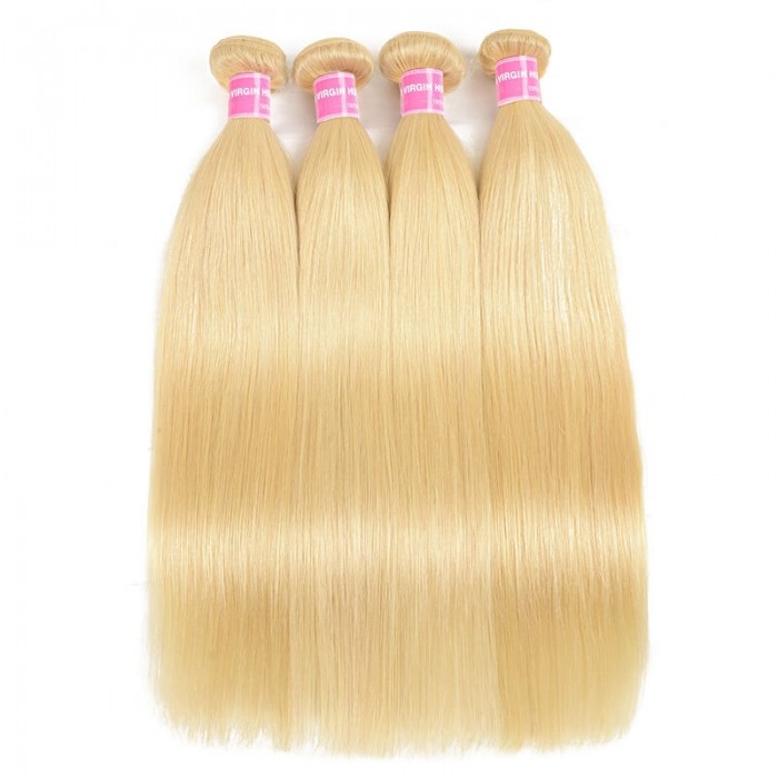 Incolorwig Salable Color #613 Blonde Straight Peruvian Hair 4 Bundles Deals Human Hair Weave