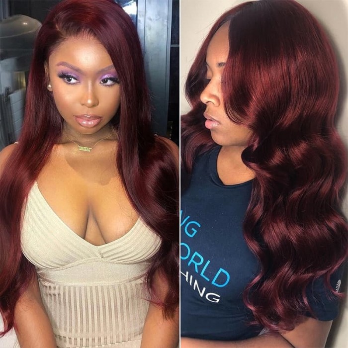 Incolorwig 3 Bundles Hair Weave #99J Body Wave Peruvian Human Hair