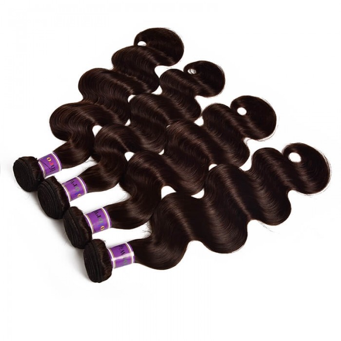 Incolorwig Virgin #2 Dark Brown Brazilian Body Wave 4 Bundles Human Hair Weave