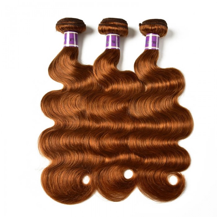 Incolorwig #30 Pure Color Body Wave 3 Bundles  Peruvian Virgin Human Hair Weave