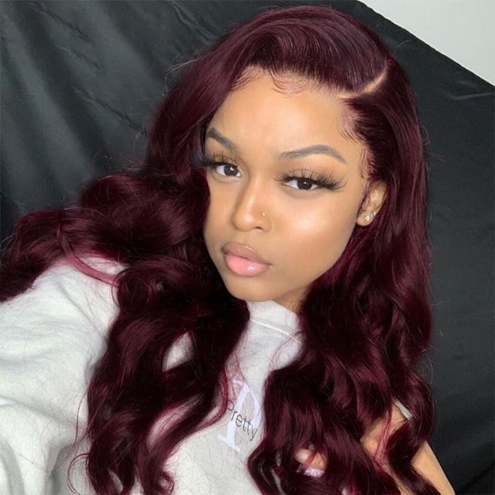 Incolorwig 3 Bundles Hair Weave #99J Body Wave Peruvian Human Hair