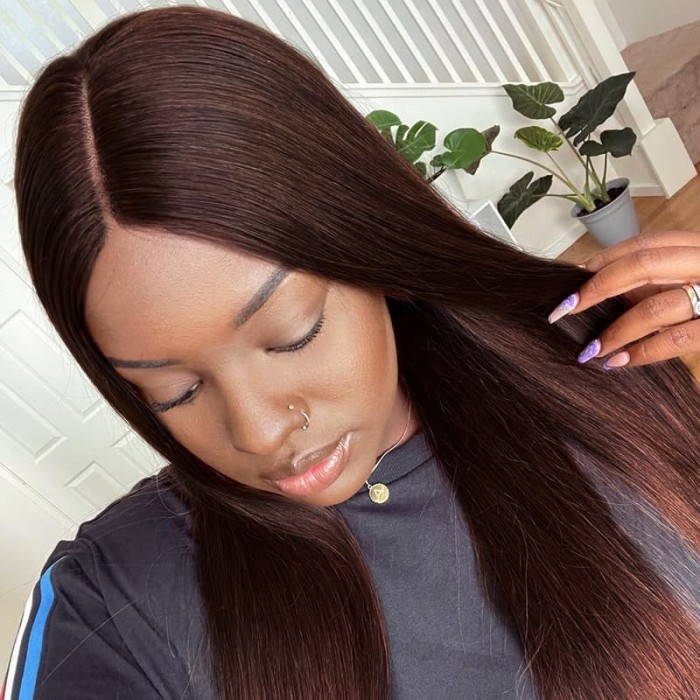 Incolorwig Brazilian 3 Bundles Virgin Human Hair  #2 Dark Brown High Quality Straight Weave