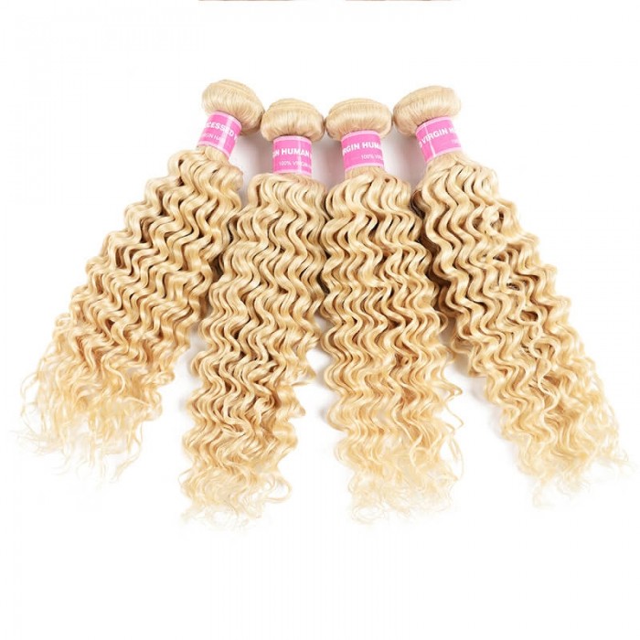 Incolorwig Peruvian Hot #613 Blonde Deep Wave Human Hair 4 Bundles Deals