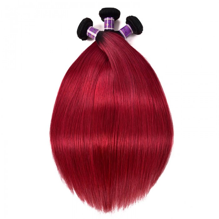 Incolorwig Soft Peruvian #TB Burgundy Straight Human Hair Weave 100% Human Peruvian Human Hair 3 Bundles