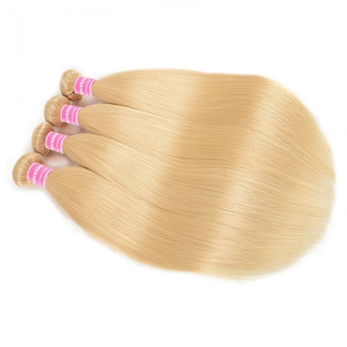 Incolorwig Salable Color #613 Blonde Straight Brazilian Hair 4 Bundles Deals Human Hair Weave