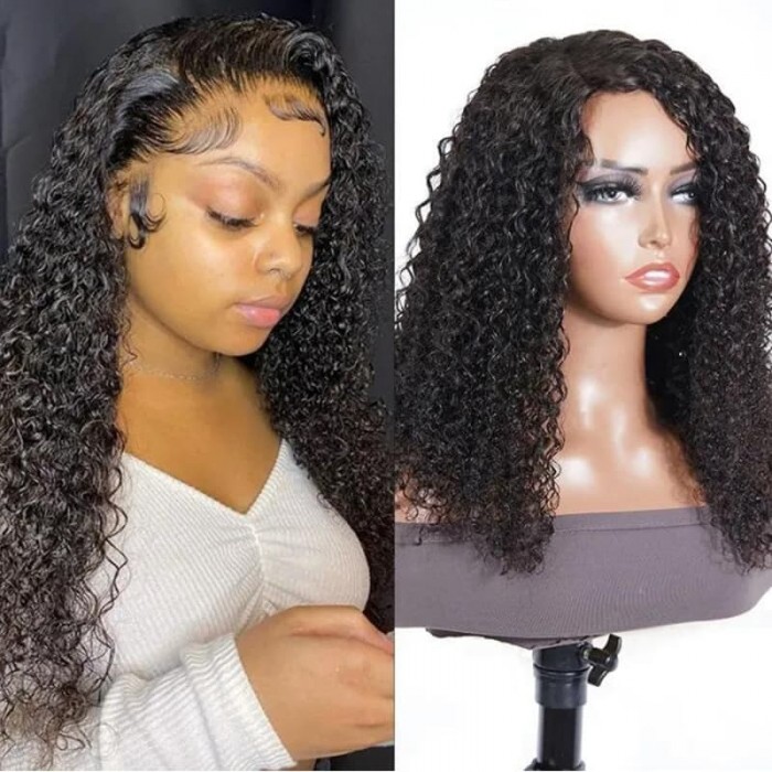 Incolorwig Side Part Bob Wigs Jerry Curly Human Hair Wig 3.5x0.5 Inch Lace Part Wig For Women