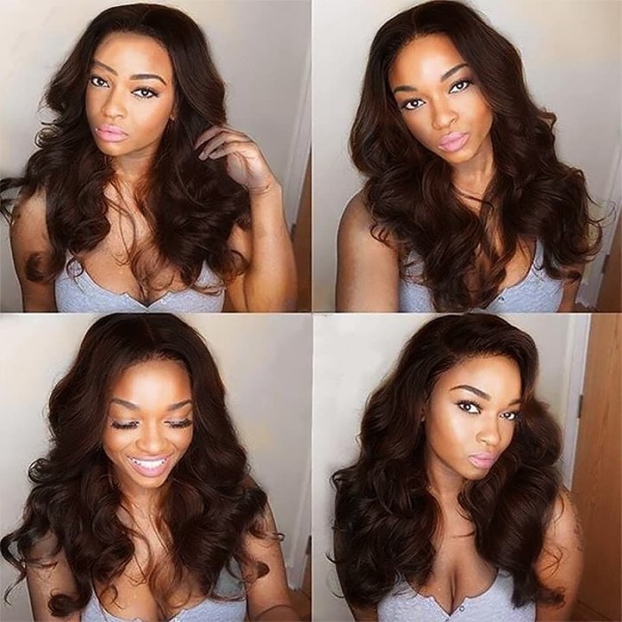 Incolorwig #2 Dark Brown Attractive 3 Bundles Body Wave Brazilian Human Hair Weave