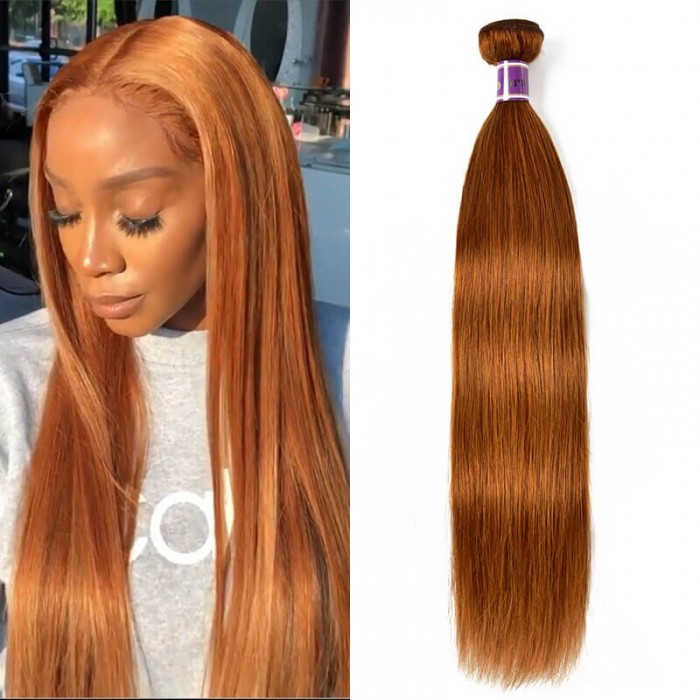 Incolorwig 1 Bundle Charming Human Hair Weave Novel Pre- colored #30 Straight Human Hair Weave