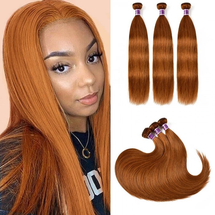 Incolorwig Pre-colored New Style #30 Pure Color Brazlian Straight Human Hair Weave 3 Bundles