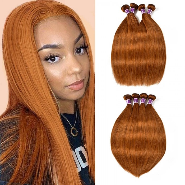 Incolorwig Virgin #30 Dark Brown Straight Peruvian 4 Bundles Human Hair Weave   