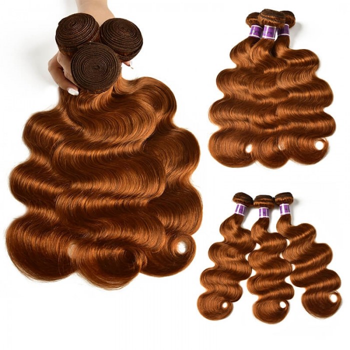 Incolorwig #30 Pure Color Body Wave 3 Bundles  Peruvian Virgin Human Hair Weave