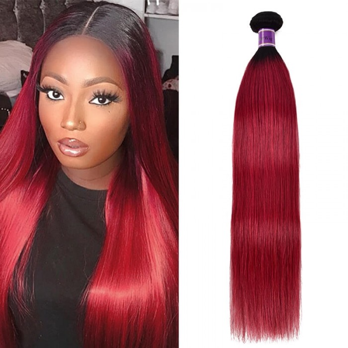 Incolorwig Brazilian Human Straight Hair Weave #TB Burgundy Remy Hair 1 Bundle Deals