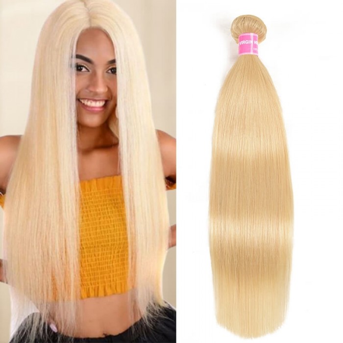 Incolorwig Popular Human Hair Weave #613 Blonde Resilient Straight Hair Bundles 1 Bundle Deals