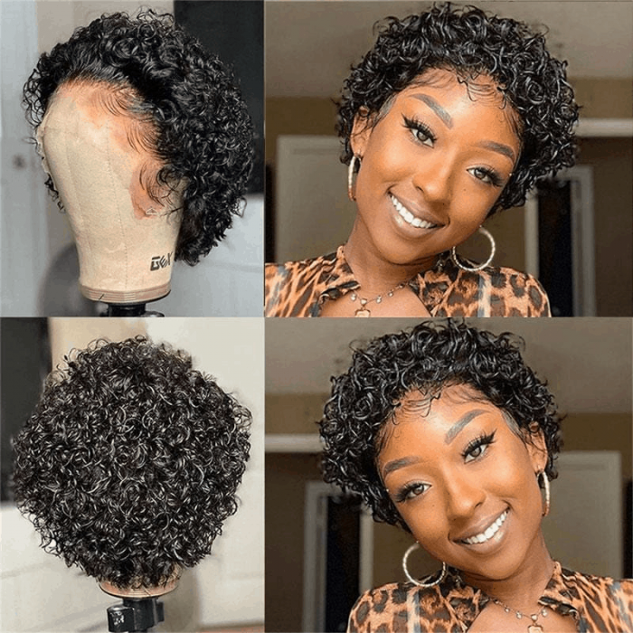 Incolorwig Flash Sale Short Curly Natural Black 13*1 Lace Front Wigs 8 Inch