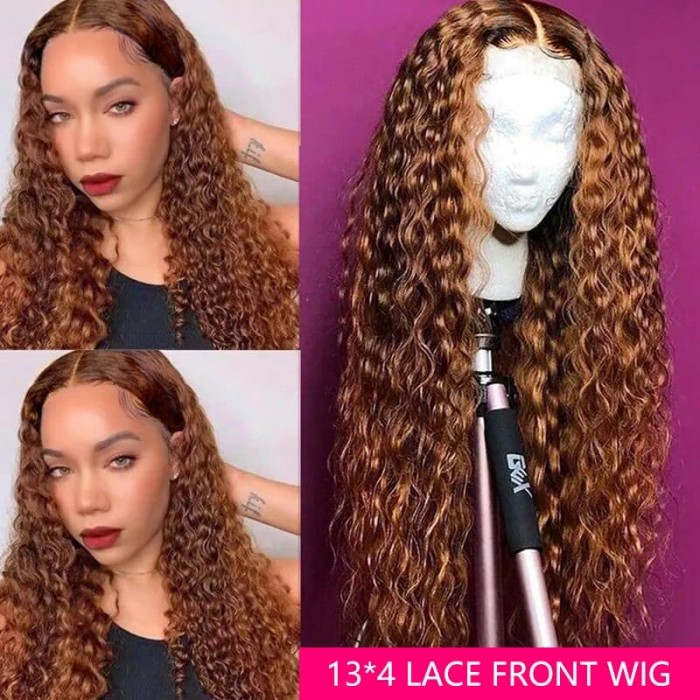 Incolorwig #30 Ginger Color 13*4 Lace Front Wig Human Hair Jerry Curly Wig Pre Plucked Natural Hairline