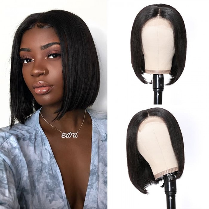 Incolorwig Best Human Hair Bob Wig 4*4 Lace Closure Wig Pre Plucked With Baby Hair