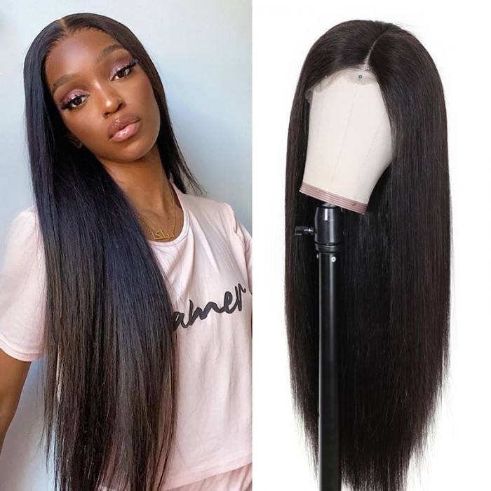 Incolorwig 150% Density Long Straight 13x4 Lace Front Wigs Virgin Human Hair Wig With Baby Hair