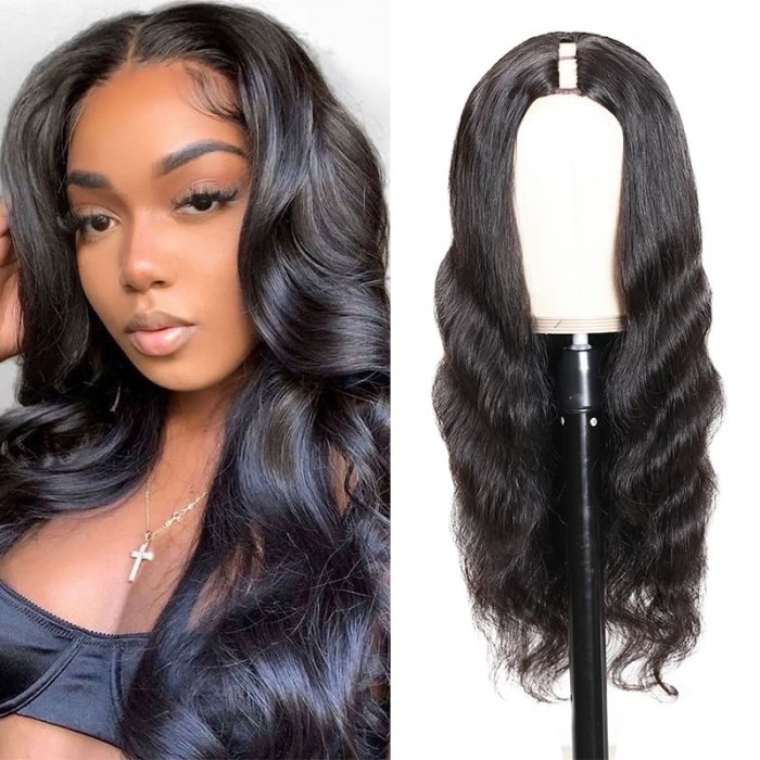 Incolorwig Natural Black Body Wave U Part Wig Fashion Glueless Human Hair Wigs 150% Density Wigs For Women