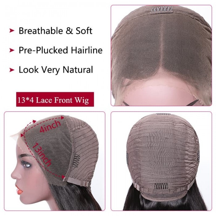 Incolorwig 150% Density Long Straight 13x4 Lace Front Wigs Virgin Human Hair Wig With Baby Hair