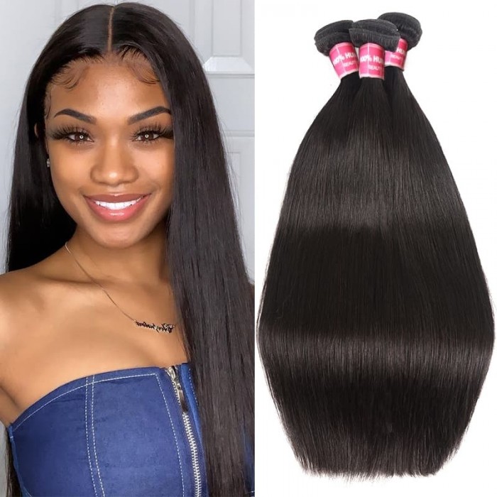 Incolorwig 3 Bundles Deals Brazilian Straight Hair 100% Unprocessed Virgin Hair Weave 8-30 Inch