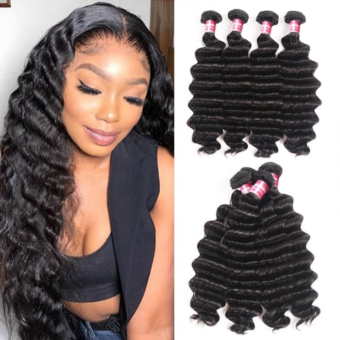 Incolorwig Loose deep Wave 100% Virgin Human Hair Weave 4 Bundles In Stock