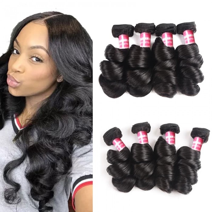 Incolorwig Best Virgin Human Hair Remy Brazilian Virgin Hair Loose Wave 4 Bundle Deals