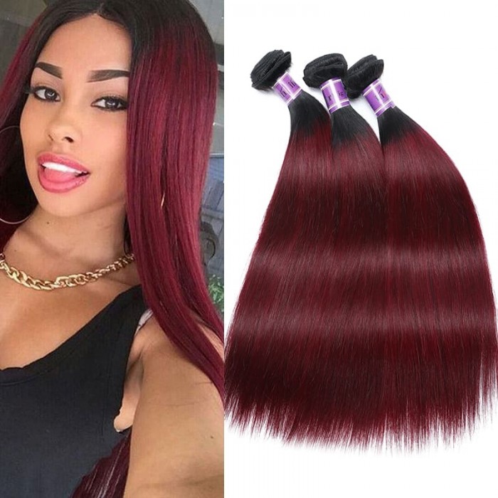 Incolorwig Virgin Brazilian 3 Bundles Human Hair New Pre-Colored  #TB99J Straight Remy Human Hair Weave