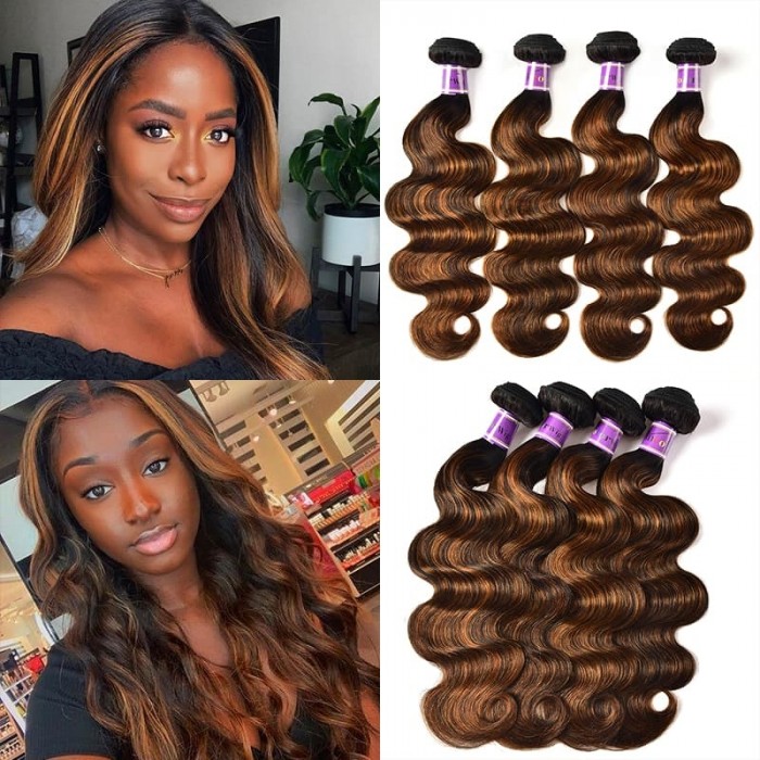Incolorwig Virgin 4 Bundles Deals Brazilian Hair Weave #FB30 Body Wave Hair 
