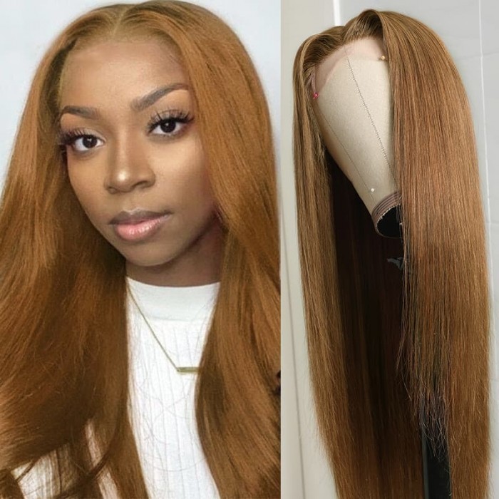 Incolorwig #8 Straight Hair Middle Part Lace Wigs Human Hair 150% Density Lace Part Wig
