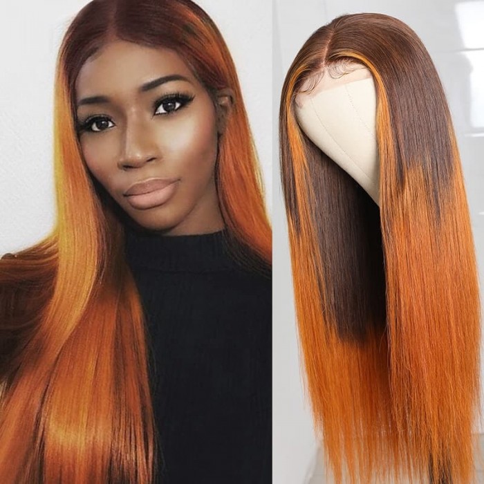 Incolorwig LT4/30# Color Wigs 150% Density Straight Wigs 4*0.75 Hairline Lace Part Wig