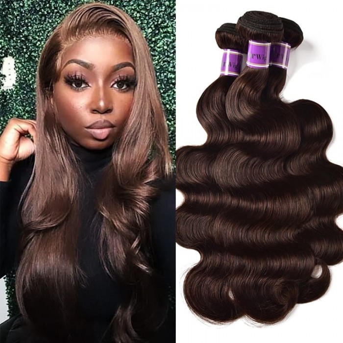 Incolorwig #2 Dark Brown Attractive 3 Bundles Body Wave Brazilian Human Hair Weave