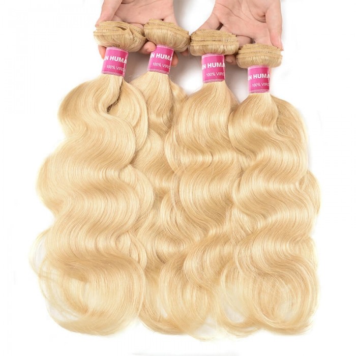 Incolorwig New Peruvian Hair #613 Blonde Body Wave Human Hair Weave 4 Bundles Deals