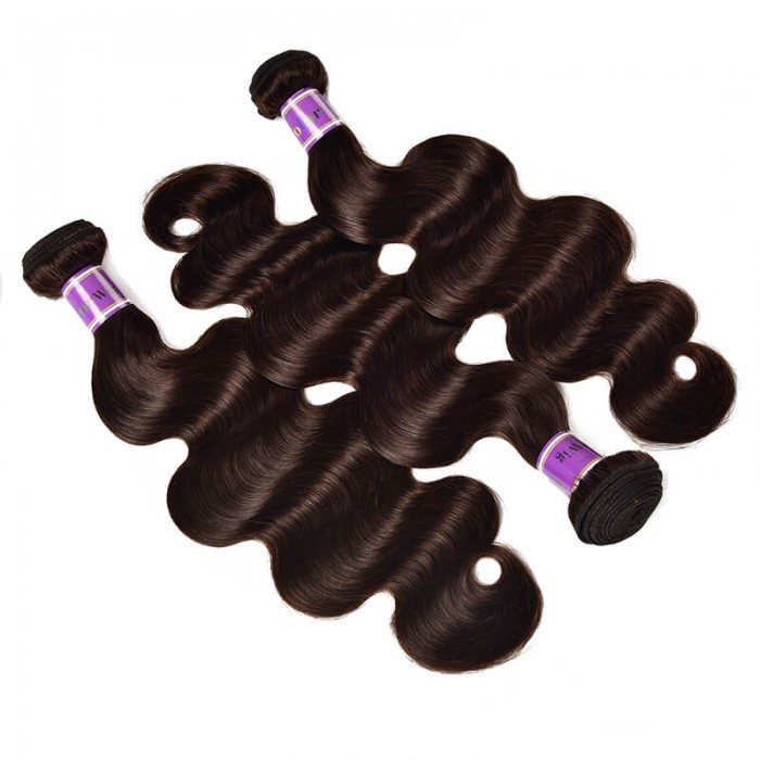 Incolorwig #2 Dark Brown Attractive 3 Bundles Body Wave Peruvian Human Hair Weave