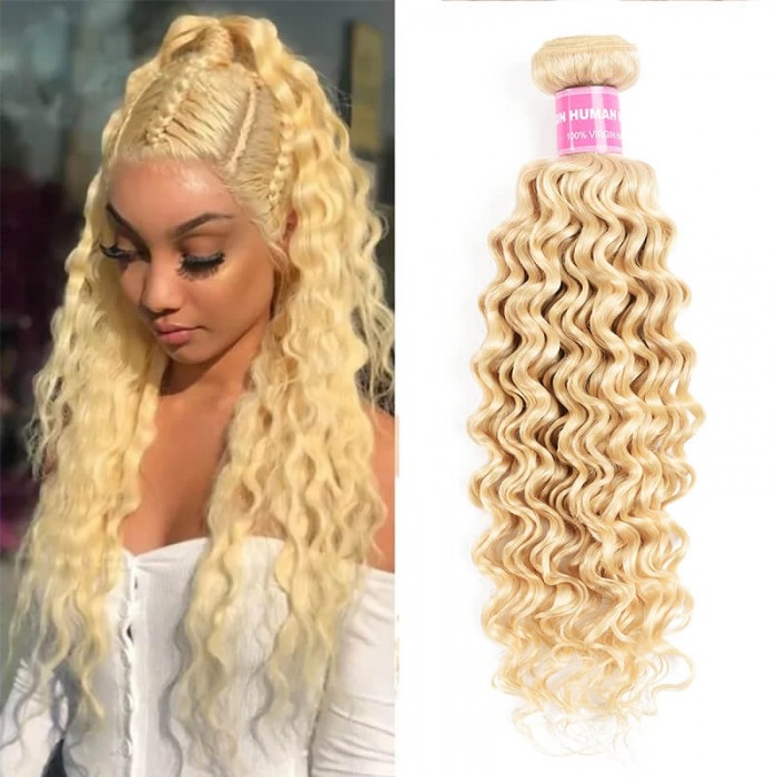 Incolorwig Brazilian Human Hair Weave #613 Blonde Deep Wave Hair 1 Bundle