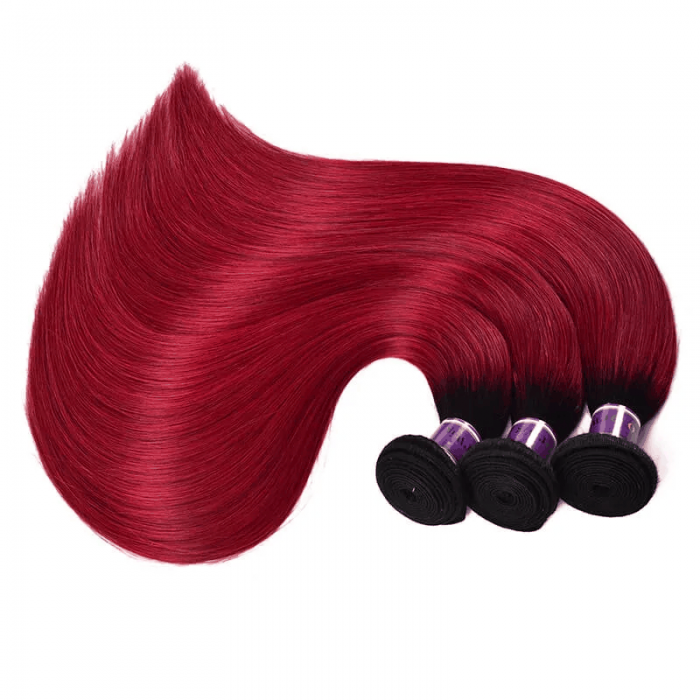 Incolorwig Soft Peruvian #TB Burgundy Straight Human Hair Weave 100% Human Peruvian Human Hair 3 Bundles