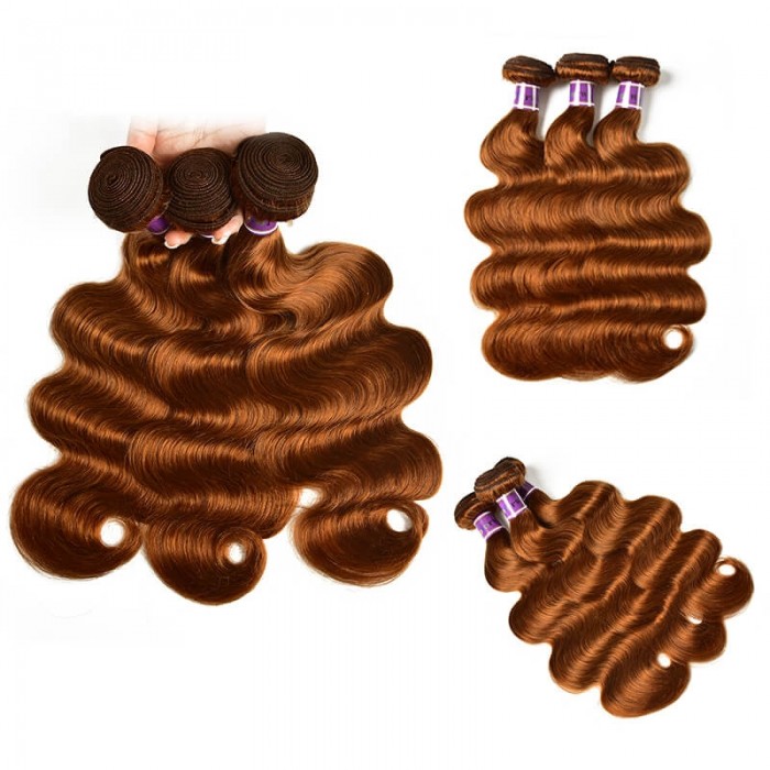 Incolorwig #30 Pure Color Body Wave 3 Bundles  Peruvian Virgin Human Hair Weave